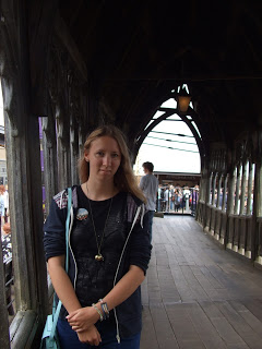 Lorna Holland on the Hogwarts Bridge on the Harry Potter studio tour