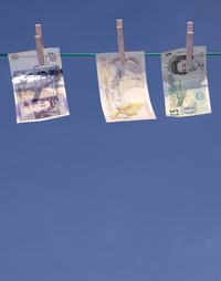 Money on a washing line