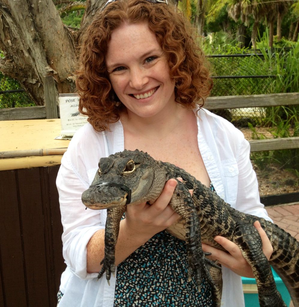 Kristen from your Florida Travel Info blog holding what I think is a crocodile (but I could be wrong)