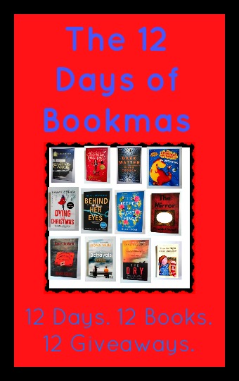12 days of bookmas in blue text on a red background with book collage