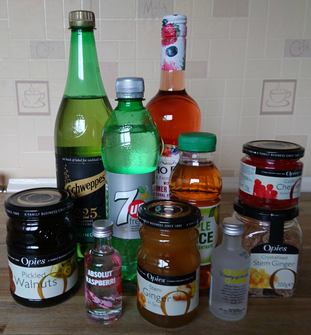 Ingredients for the Christmas cocktails