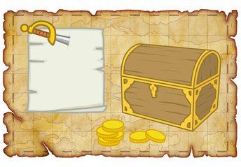treasure map and chest