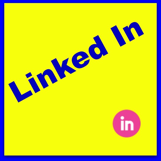LinkedIn in blue text on a yellow background with the LinkedIn logo