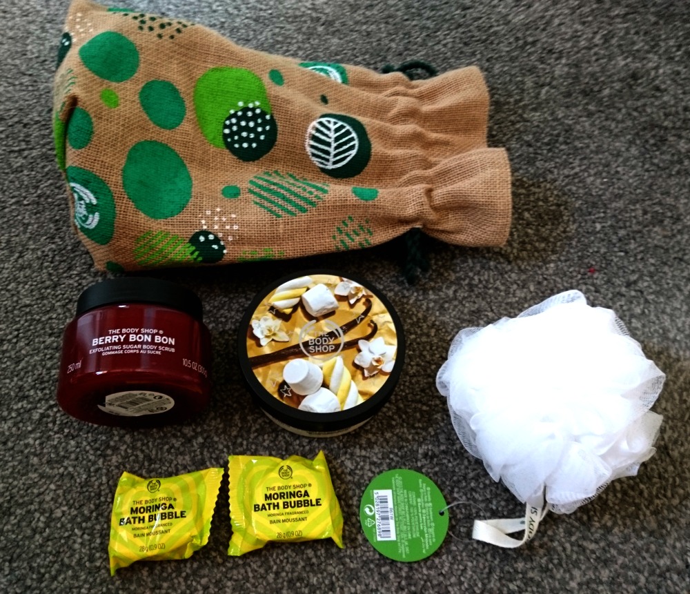 Body Shop giveaway prize (items listed below)