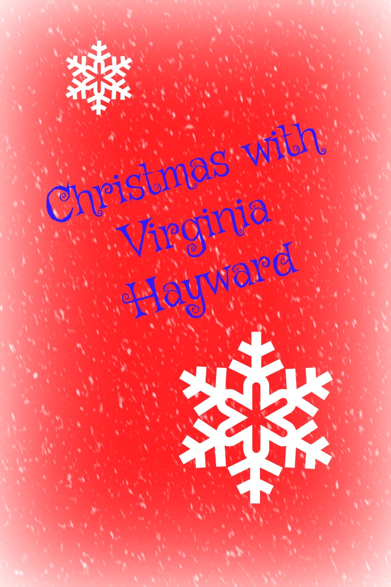 Christmas with Virginia Hayward in blue text on a red background with white snowflakes and a frost effect border