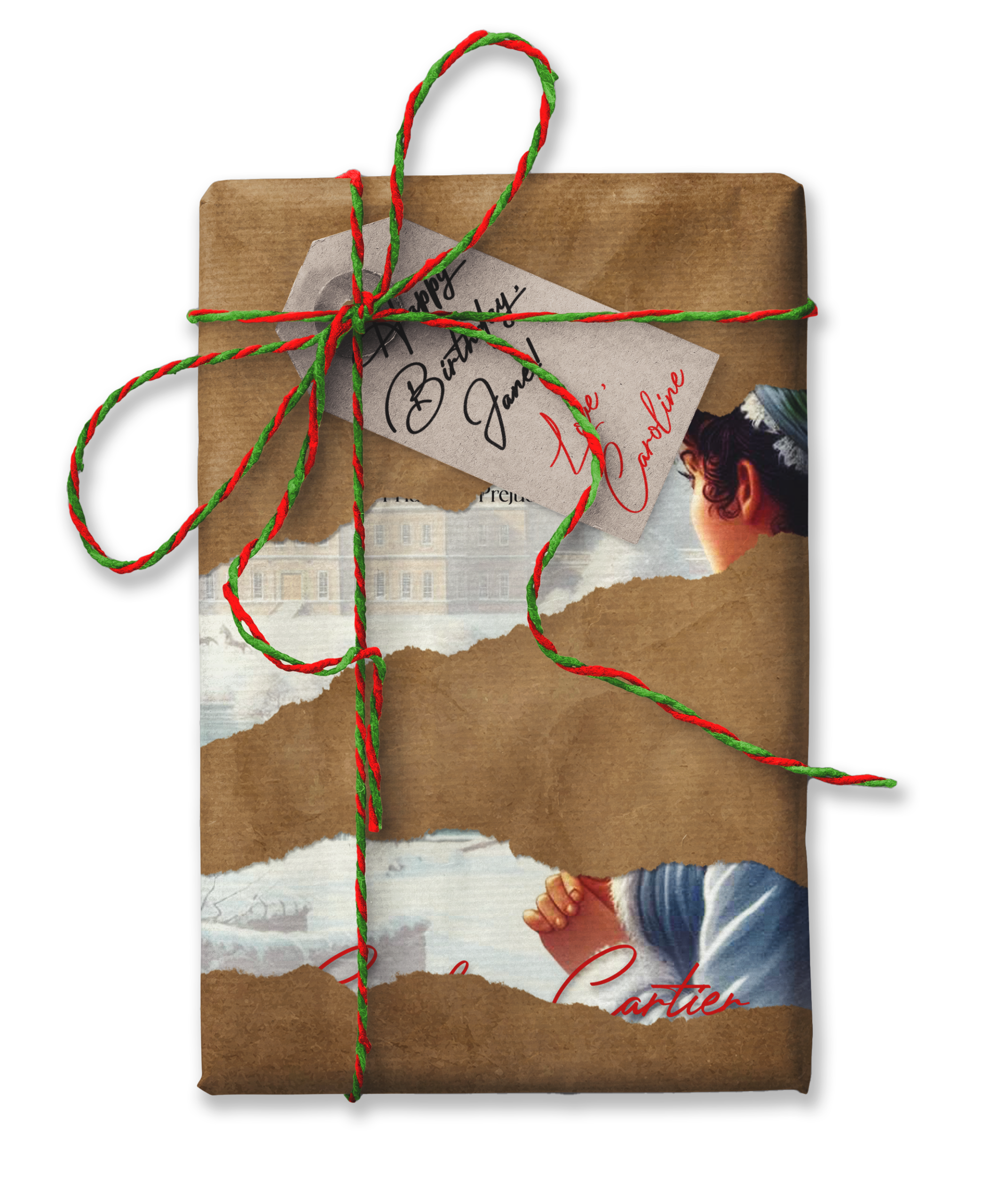 A book wrapped in brown paper and tied in a bow with twine